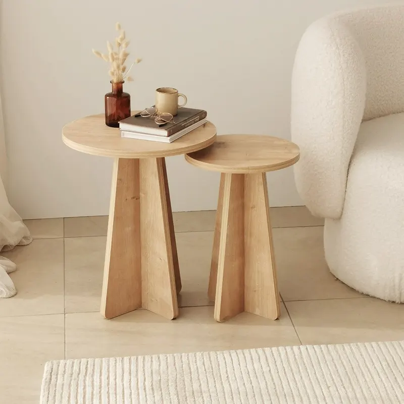 Set de măsuțe de cafea Mushroom, Diverse culori, Diverse configurații, Diverse dimensiuni - Stejar safir / 2 bucăți / 40x40x50 cm