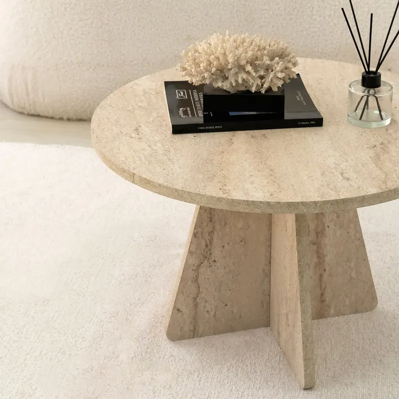 Set de măsuțe de cafea Mushroom, Diverse culori, Diverse configurații, Diverse dimensiuni - Travertin / Standard / Ø60x40 cm