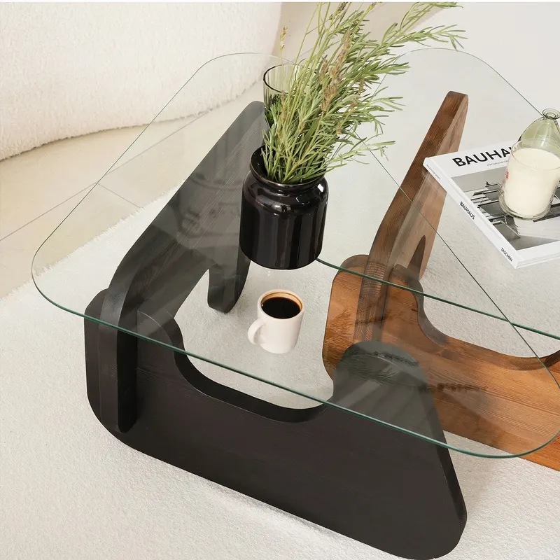 Măsuță de cafea Freya, Diverse culori, Diverse configurații, Diverse dimensiuni - Negru - Castaniu / 2 bucăți / 94x72x39 cm
