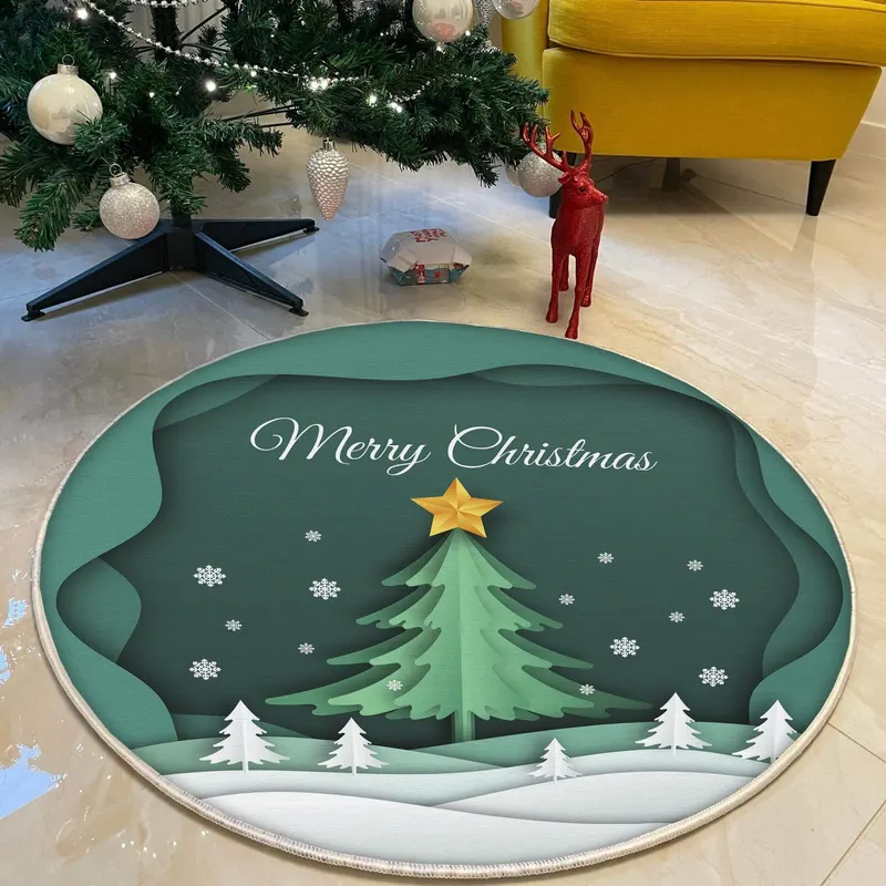 Covor Woopamuk465, Verde - Alb, Diverse dimensiuni - Ø110x5 cm