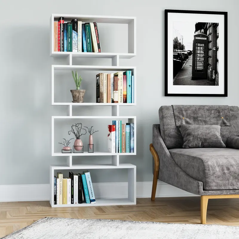 Bibliotecă Langdon, Diverse culori, Diverse dimensiuni - Alb / 72x25x161 cm