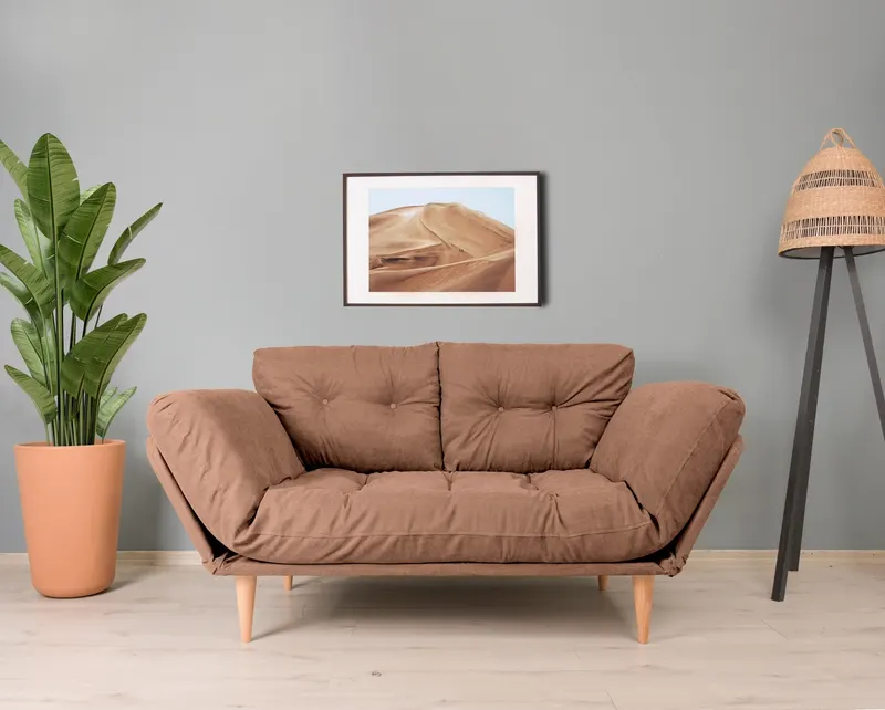 Canapea extensibilă 3 locuri Nina, Diverse culori, 120x60x40 cm - Maro deschis