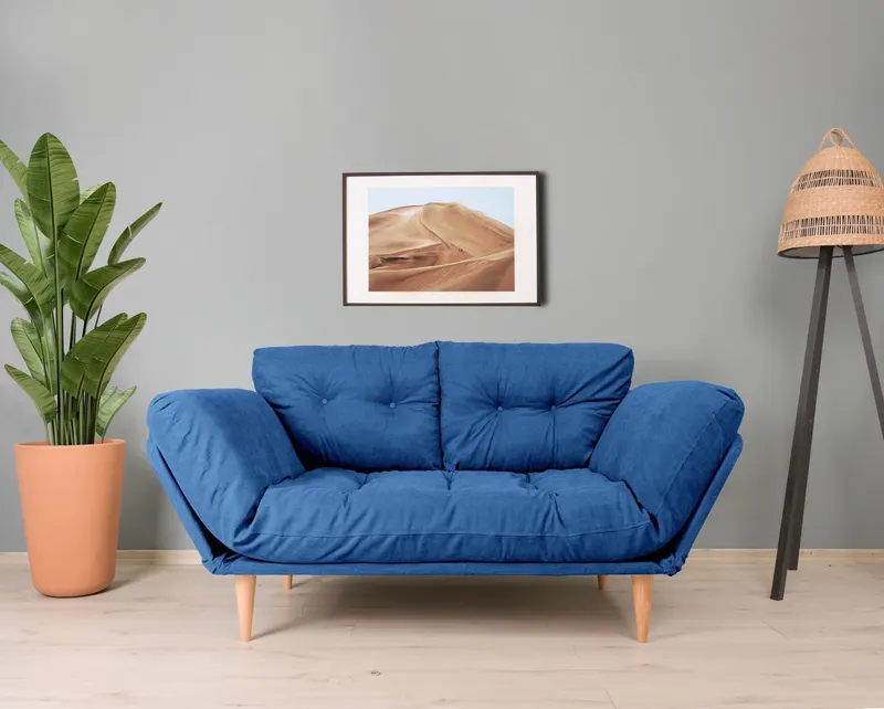 Canapea extensibilă 3 locuri Nina, Diverse culori, 120x60x40 cm - Albastru închis