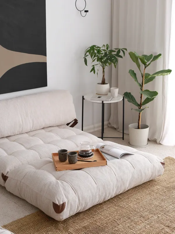 Canapea extensibilă 2 locuri Fold, Catifea și Teddy, Diverse culori, 120x75 cm - Alb