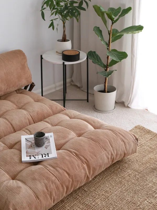 Canapea extensibilă 2 locuri Fold, Catifea și Teddy, Diverse culori, 120x75 cm - Camel