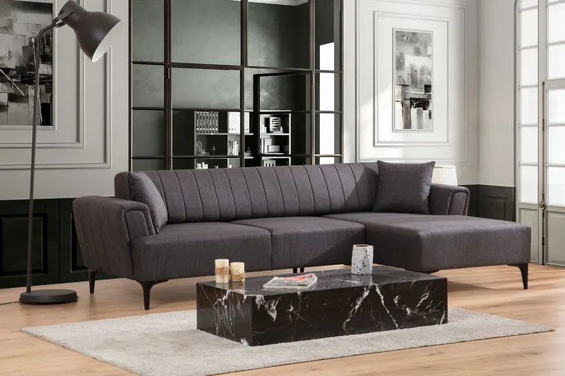 Canapea extensibilă Hamlet, Colț, 1 piesă, Dreapta, Diverse culori, 270x140 cm - Gri închis