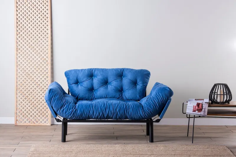 Canapea extensibilă 2 locuri Nitta, Diverse culori, 155x70x85 cm - Albastru