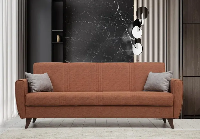 Canapea extensibilă Zaden, 3 locuri, Diverse culori, 207x77x86 cm - Roșu cărămiziu