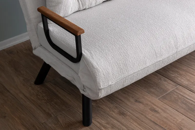 Canapea extensibilă 2 locuri Sando, Teddy, Diverse culori, 133x50x41 cm - Alb