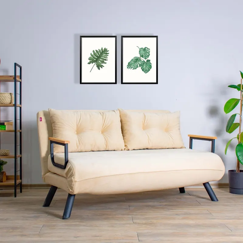 Canapea extensibilă 2 locuri Sando, Diverse culori, 133x50x41 cm - Crem