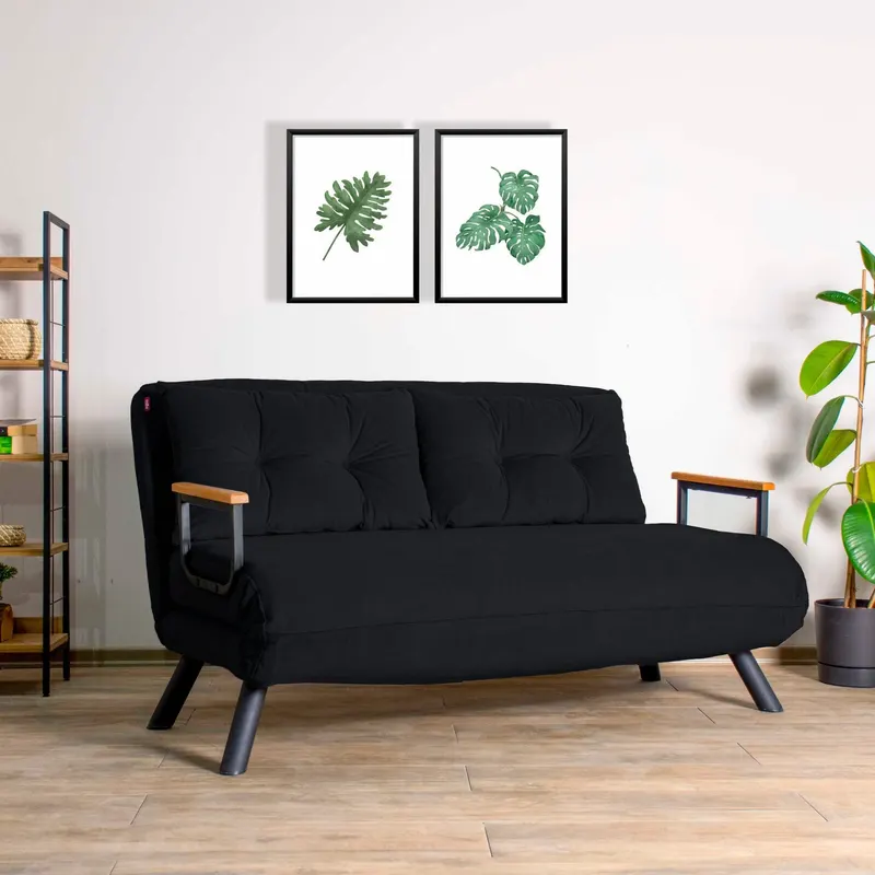 Canapea extensibilă 2 locuri Sando, Diverse culori, 133x50x41 cm - Negru