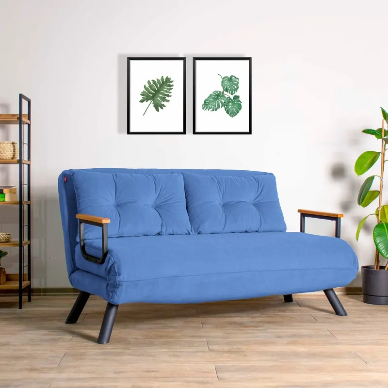 Canapea extensibilă 2 locuri Sando, Diverse culori, 133x50x41 cm - Albastru