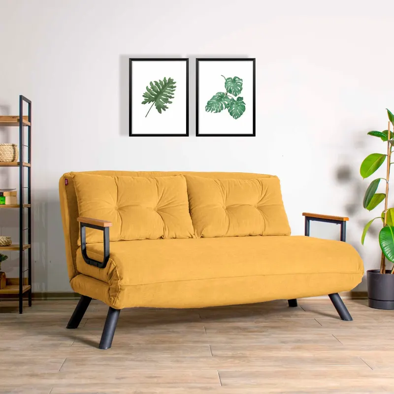Canapea extensibilă 2 locuri Sando, Diverse culori, 133x50x41 cm - Muștar