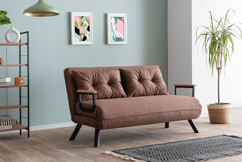 Canapea extensibilă 2 locuri Sando, Diverse culori, 133x50x41 cm - Maro deschis
