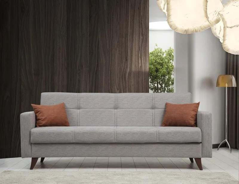 Canapea extensibilă Polya, 3 locuri, Diverse culori, 205x75x86 cm - Gri deschis