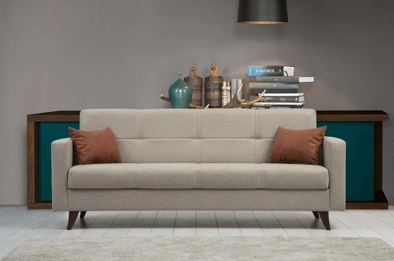 Canapea extensibilă Polya, 3 locuri, Diverse culori, 205x75x86 cm - Bej
