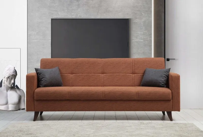 Canapea extensibilă Polya, 3 locuri, Diverse culori, 205x75x86 cm - Roșu cărămiziu