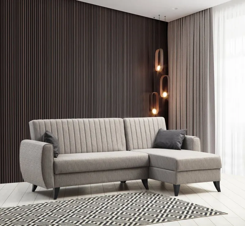Canapea extensibilă Alkon, Colț, Diverse culori, 223x130x86 cm - Gri deschis