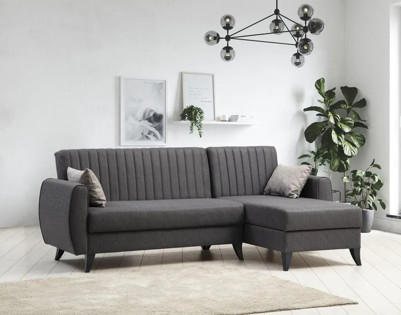 Canapea extensibilă Alkon, Colț, Diverse culori, 223x130x86 cm - Gri închis