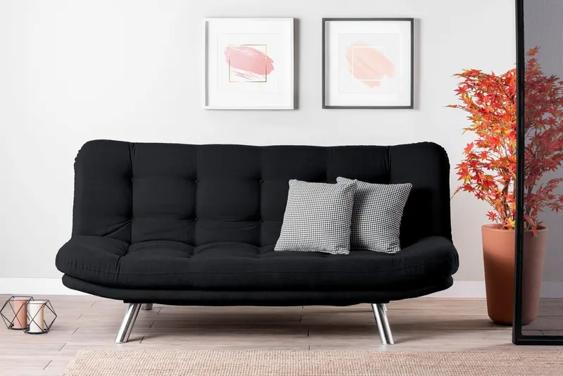 Canapea extensibilă 3 locuri Misa, Diverse culori, 200x105x95 cm - Negru