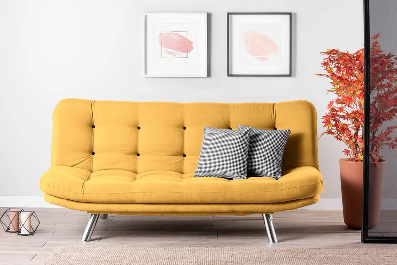 Canapea extensibilă 3 locuri Misa, Diverse culori, 200x105x95 cm - Muștar