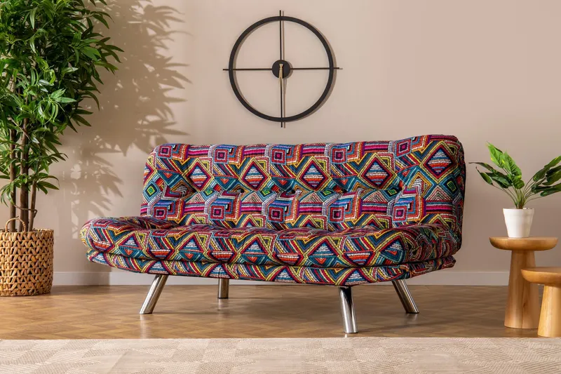 Canapea extensibilă 3 locuri Misa, Patchwork, Multicolor, 175x52x40 cm - Multicolor