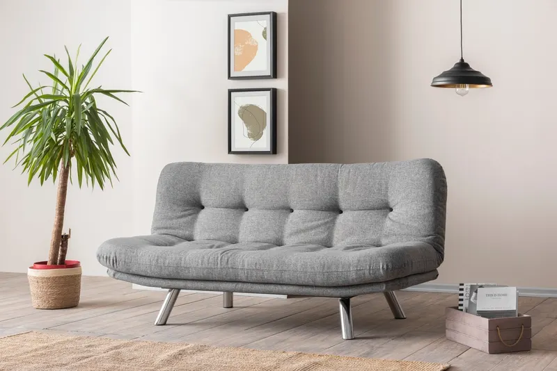 Canapea extensibilă 3 locuri Misa, Diverse culori, 175x52x40 cm - Gri deschis