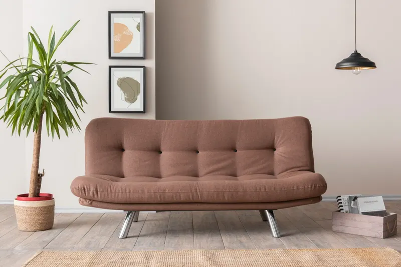 Canapea extensibilă 3 locuri Misa, Diverse culori, 175x52x40 cm - Maro deschis