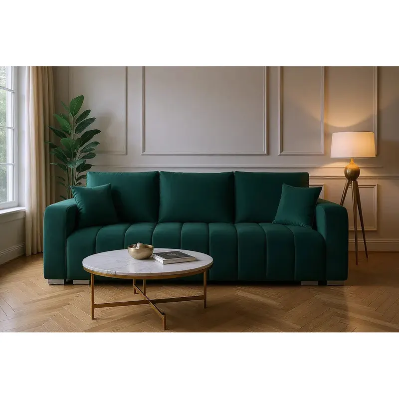 Canapea extensibilă 3 locuri cu depozitare Armando, Diverse culori, 230x92x90 cm - Verde