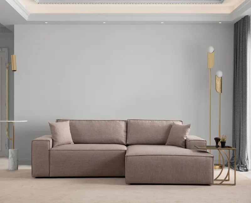 Canapea extensibilă de colț Pırlo, Dreapta, Diverse culori, 260x170x78 cm - Maro