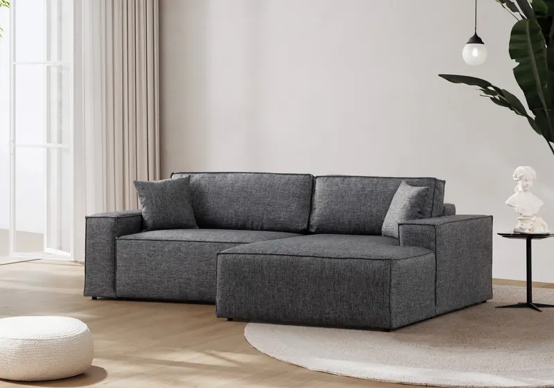 Canapea extensibilă de colț Pırlo, Dreapta, Diverse culori, 260x170x78 cm - Gri închis