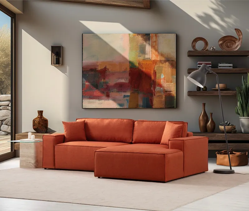 Canapea extensibilă de colț Pırlo, Dreapta, Diverse culori, 260x170x78 cm - Portocaliu