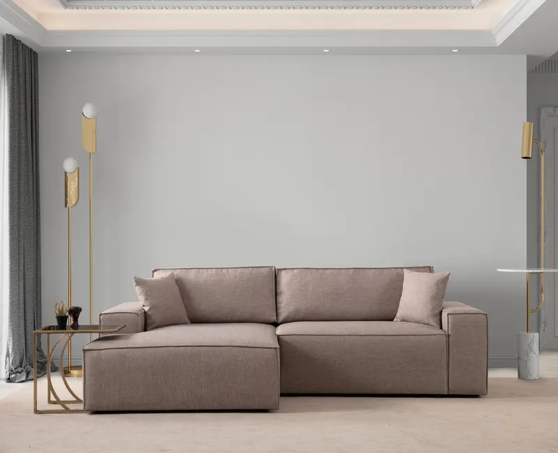 Canapea extensibilă de colț Pırlo, Stânga, Diverse culori, 260x170x78 cm - Maro