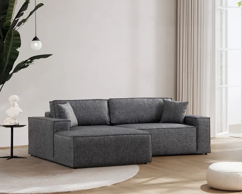 Canapea extensibilă de colț Pırlo, Stânga, Diverse culori, 260x170x78 cm - Gri închis