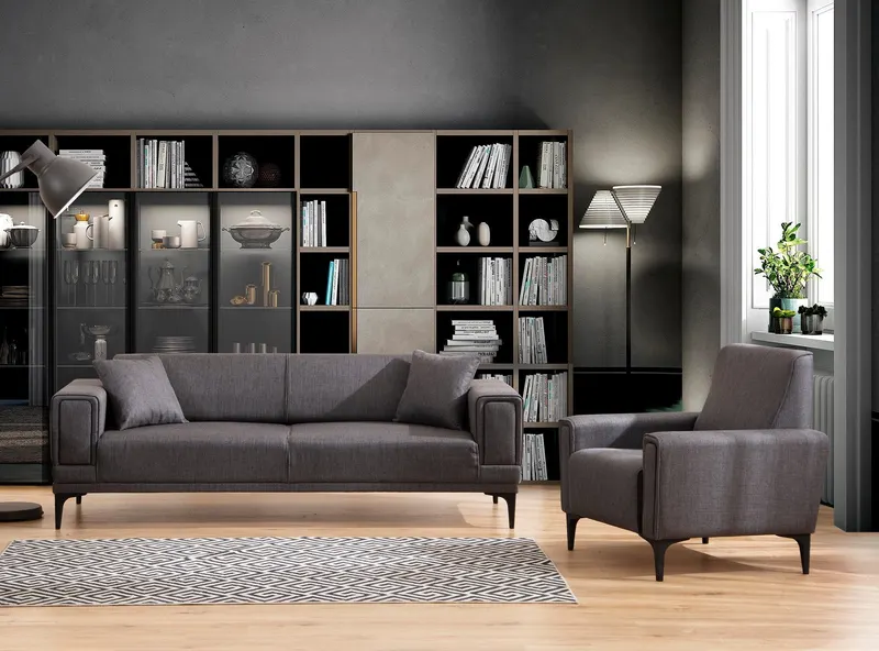 Canapea extensibilă Horizon, 3 locuri, Diverse culori - Gri închis