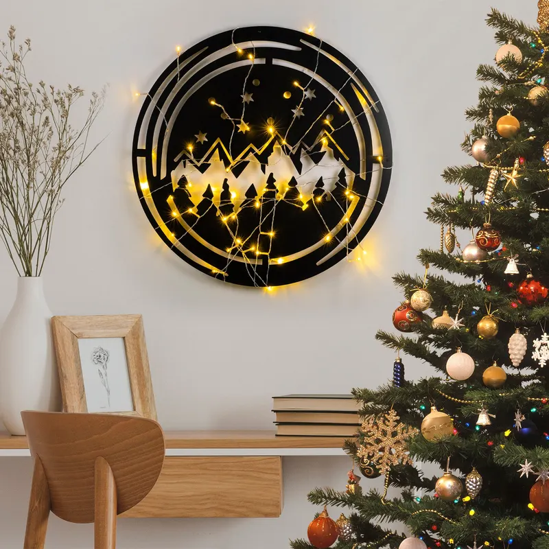 Decorațiune de perete din metal XMASBLACK - 019, Negru, 61x61x0 cm - Negru