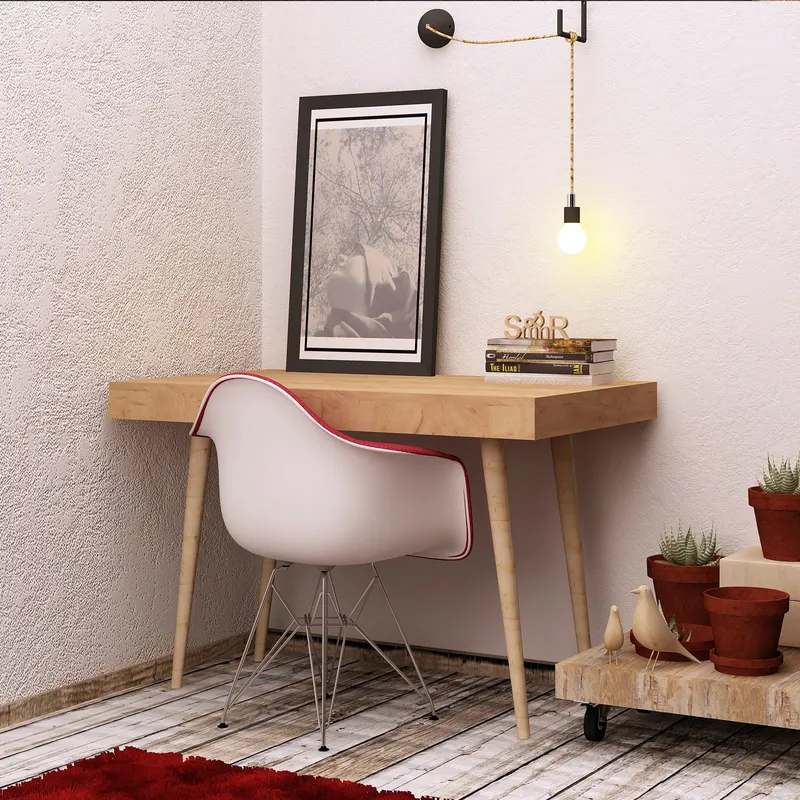 Birou Valencia, Stejar - Alb, 100x60x74 cm - Stejar - Alb