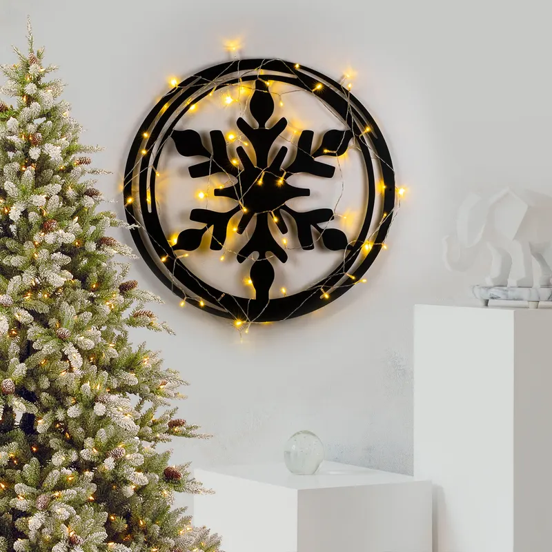 Decorațiune de perete din metal XMASBLACK - 020, Negru, 62x56x0 cm - Negru