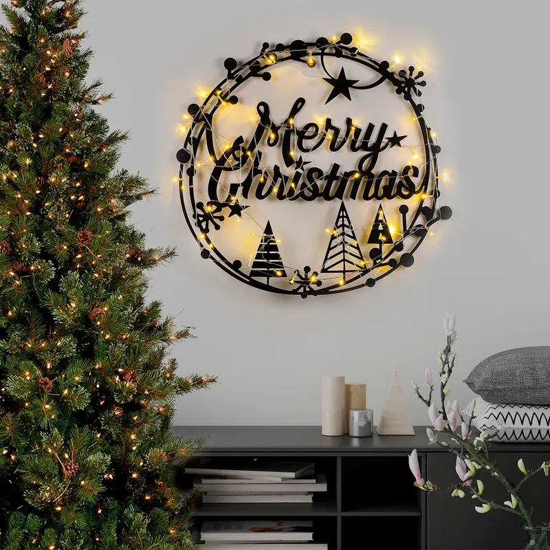 Decorațiune de perete din metal XMASBLACK - 021, Negru, 60x72x0 cm - Negru