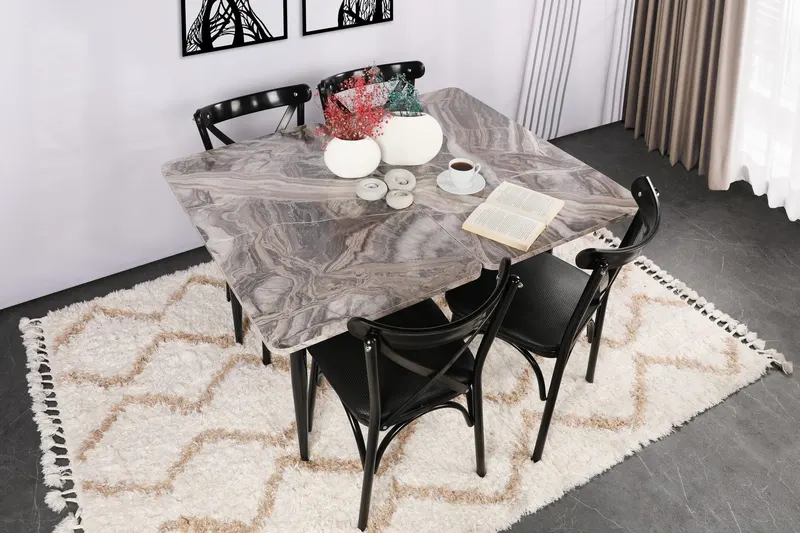 Set 4 scaune Ekol 1331 V4, Negru, 42x40x81 cm - Negru