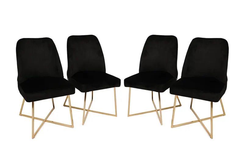 Set 4 scaune Madrid 911 V4, Auriu - Negru, 50x49x90 cm - Auriu - Negru
