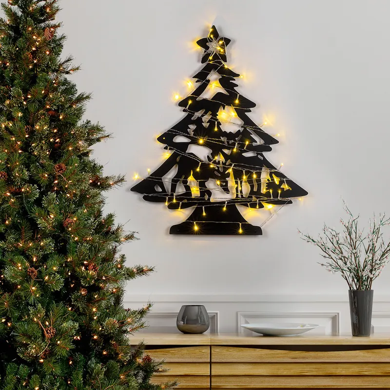 Decorațiune de perete din metal XMASBLACK - 024, Negru, 59x70x0 cm - Negru