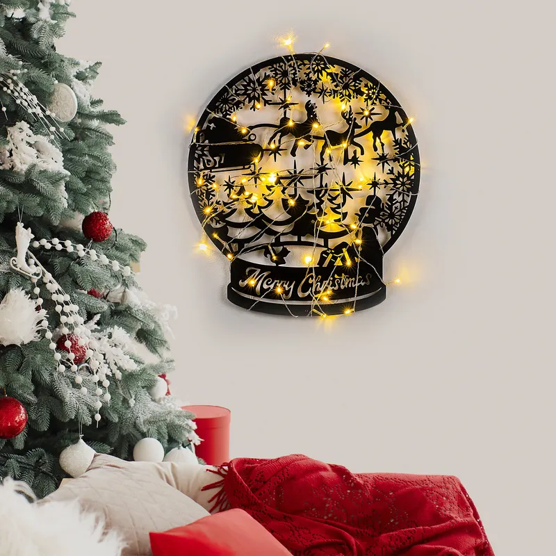 Decorațiune de perete din metal XMASBLACK - 025, Negru, 44x50x0 cm - Negru