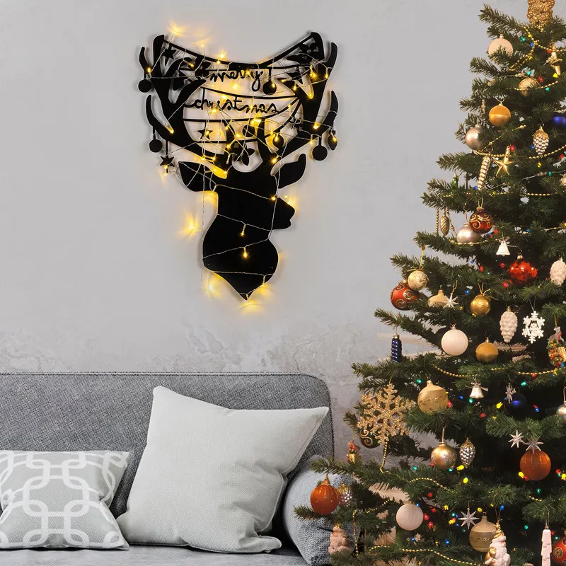 Decorațiune de perete din metal XMASBLACK - 026, Negru, 52x70x0 cm - Negru