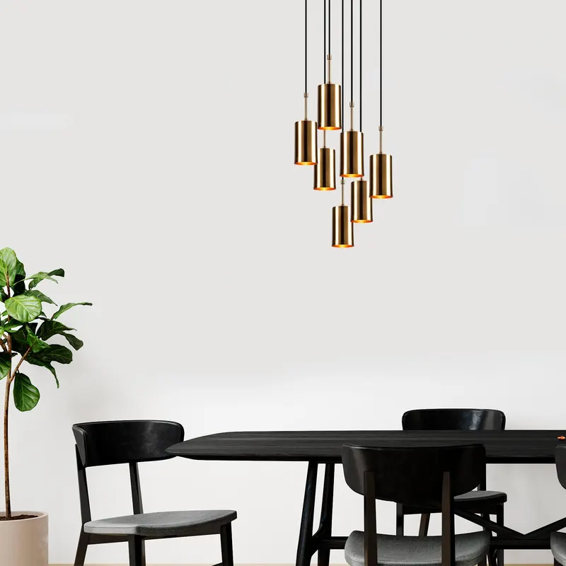 Lustră Kem - 6391, Auriu - Negru, Ø43x120 cm - Auriu - Negru