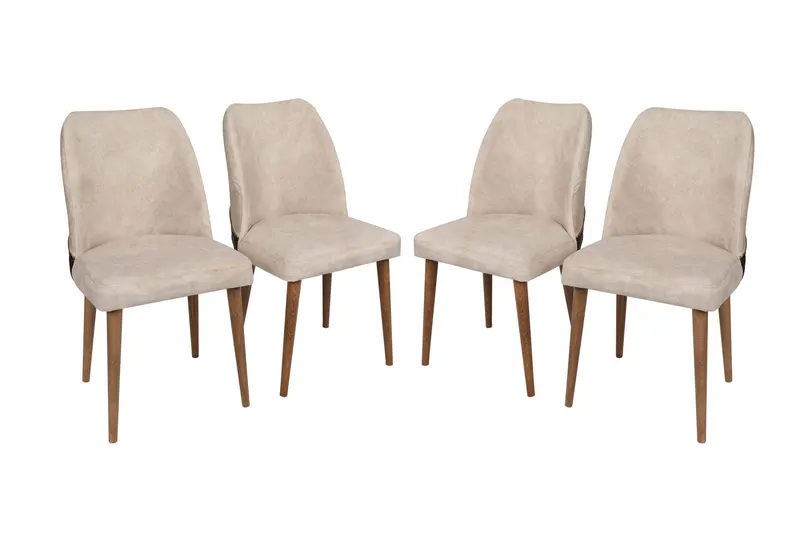 Set 4 scaune Nova 071 V4, Crem - Nuc, 50x49x90 cm - Crem - Nuc