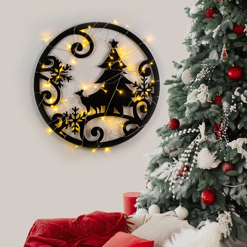 Decorațiune de perete din metal XMASBLACK - 027, Negru, 60x60x0 cm - Negru