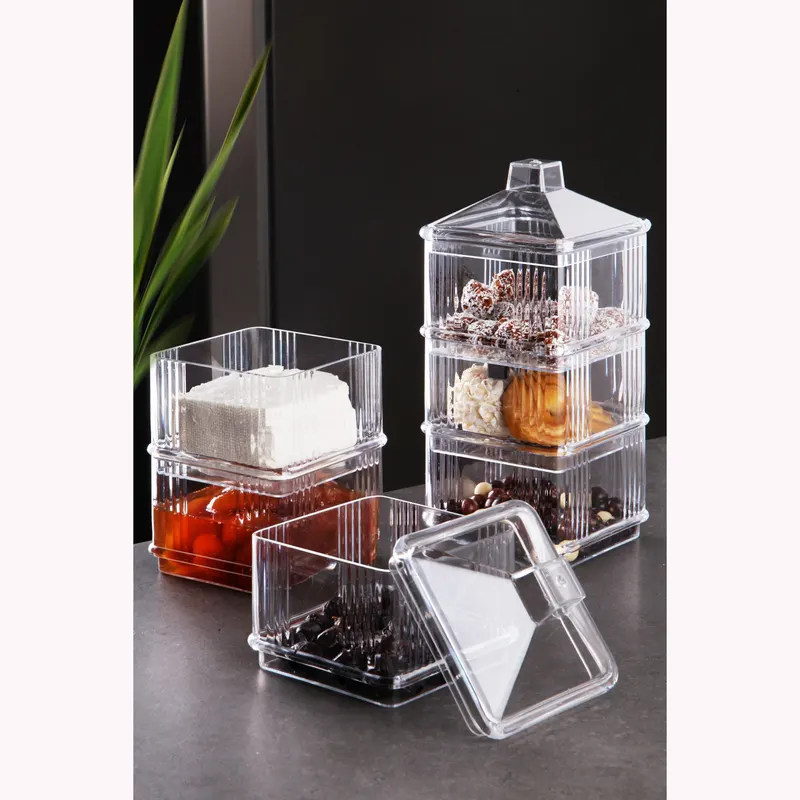 Set recipiente pentru depozitare 6 bucăți Kareakrlk - 6, Transparent, 10x10x7 cm - Transparent