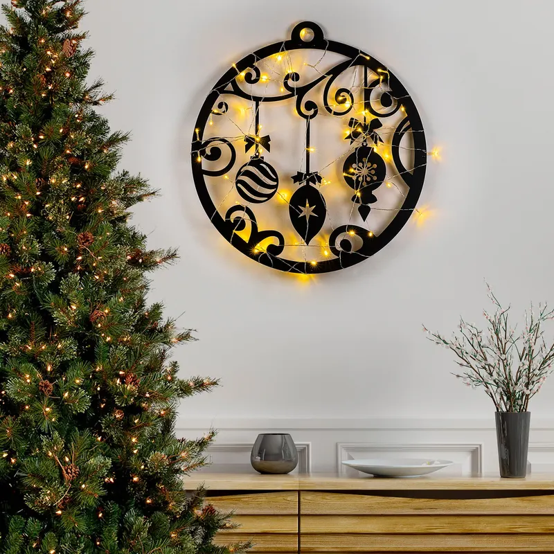 Decorațiune de perete din metal XMASBLACK - 028, Negru, 60x64x0 cm - Negru