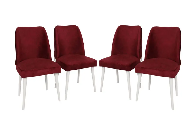 Set 4 scaune Nova 081 V4, Bordo - Alb, 50x49x90 cm - Roșu - Alb